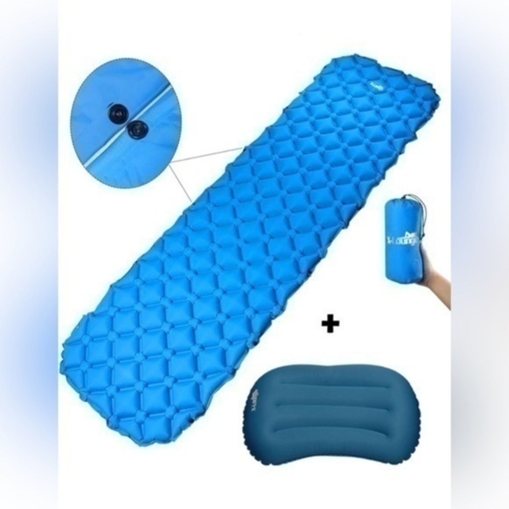 SLEEPING PAD BUILT-IN PUMP INFLATABLE AIR MATTRESS CAMPING MAT WITH PILLOW H001